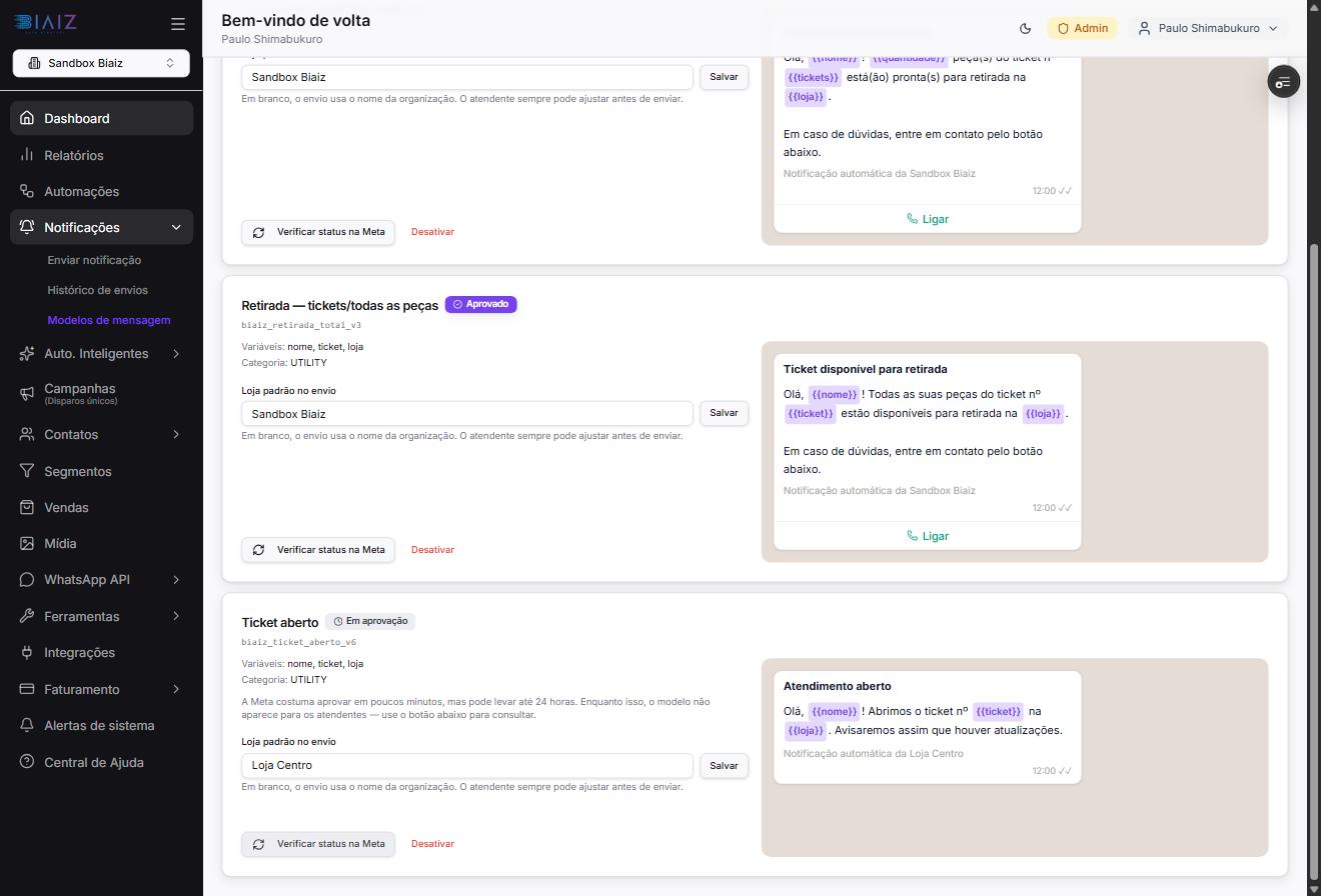 Modelo Ticket aberto v6 criado com status Em aprovação